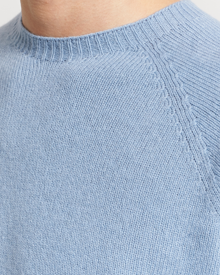 Heren | Truien | Sunspel | Lambswool Crew Neck Sky Blue