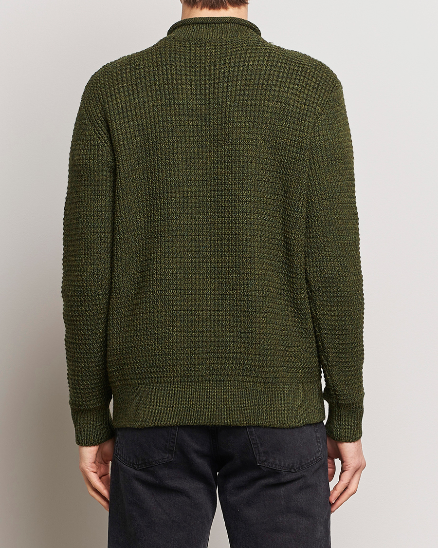 Heren | Truien | Sunspel | Fisherman Merino Wool Jumper Dark Olive