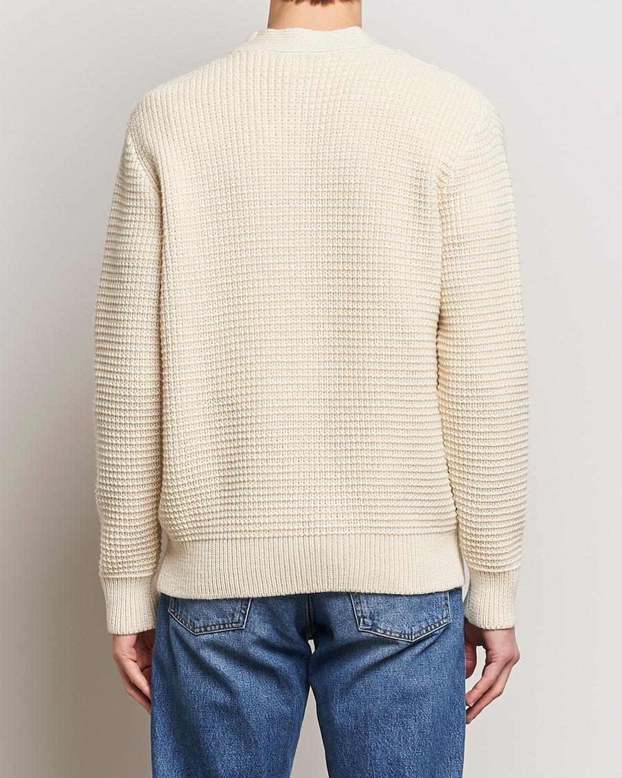 Heren | Truien | Sunspel | Fisherman Merino Wool Cardigan Ecru