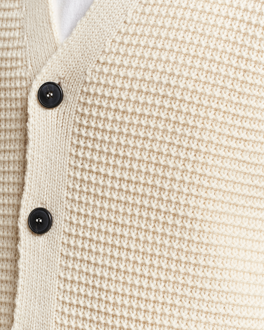 Heren | Truien | Sunspel | Fisherman Merino Wool Cardigan Ecru