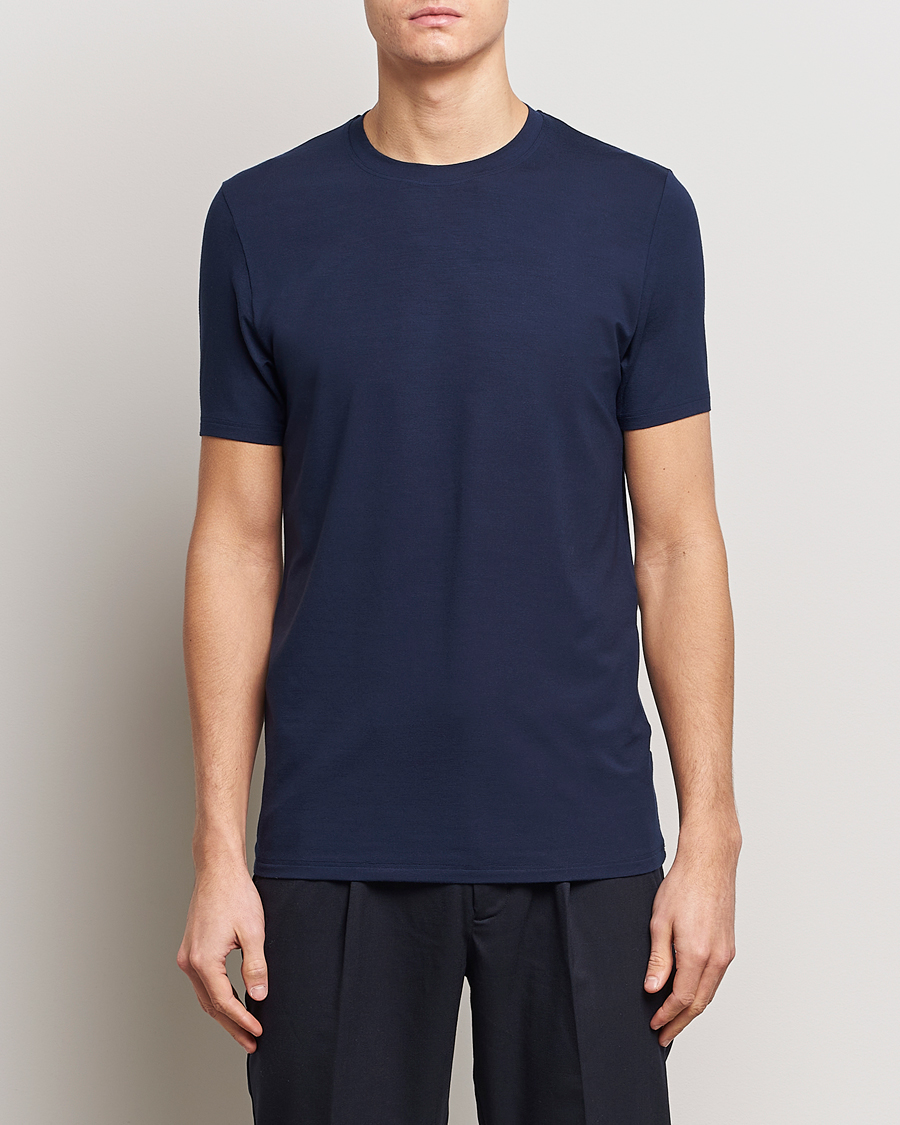 Heren | T-shirts met korte mouwen | Zimmerli of Switzerland | Pureness Modal Crew Neck T-Shirt Navy