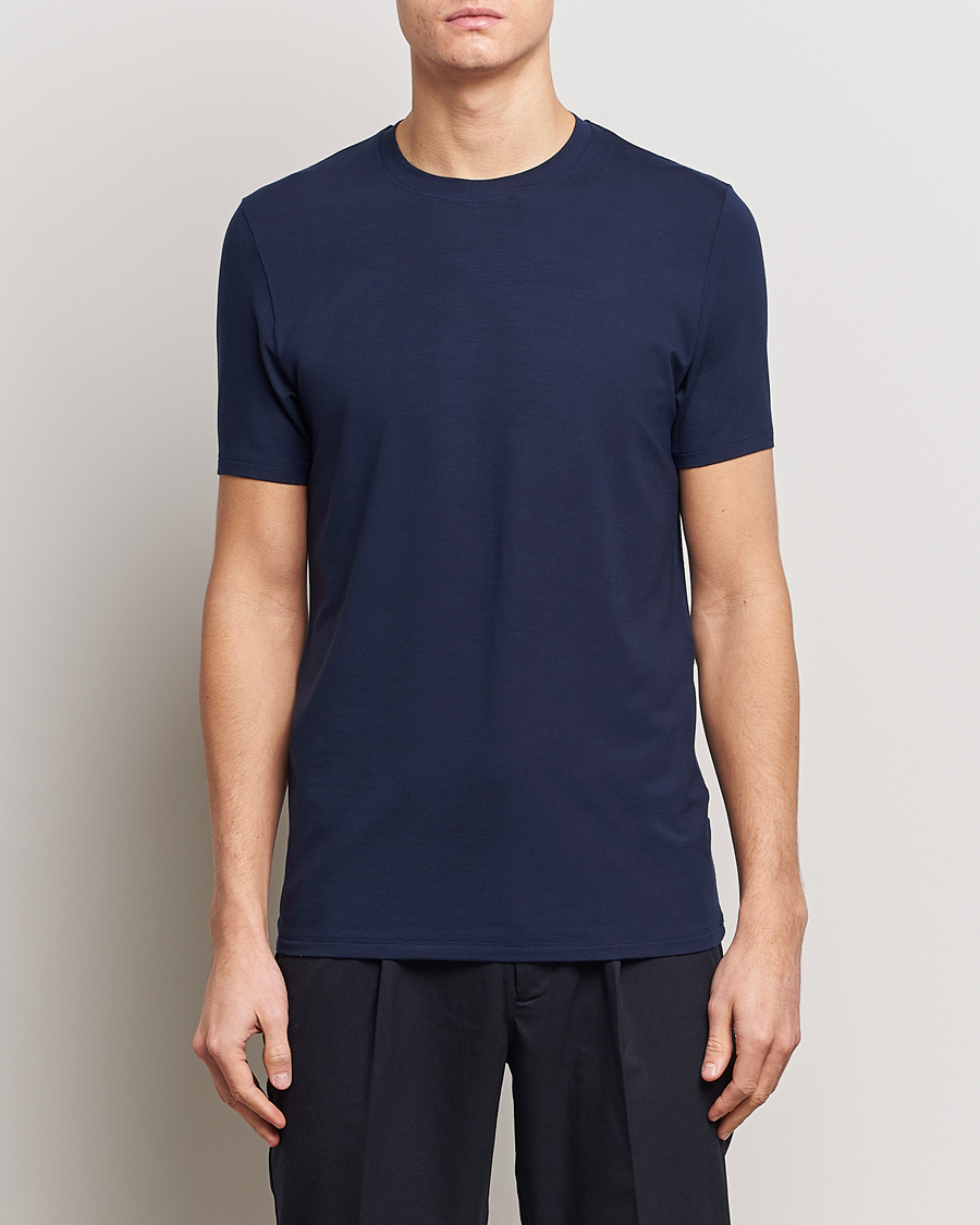 Heren |  | Zimmerli of Switzerland | Pureness Modal Crew Neck T-Shirt Navy