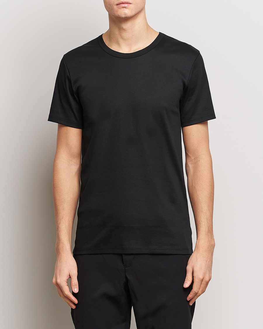 Heren | Zwarte T-shirts | Zimmerli of Switzerland | Mercerized Cotton Crew Neck T-Shirt Black