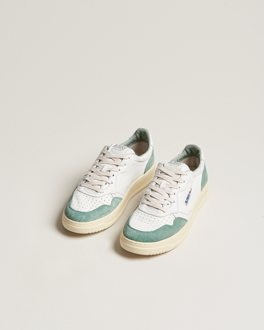 Heren | Autry | Autry | Medalist Low Goat/Suede Sneaker White/Military