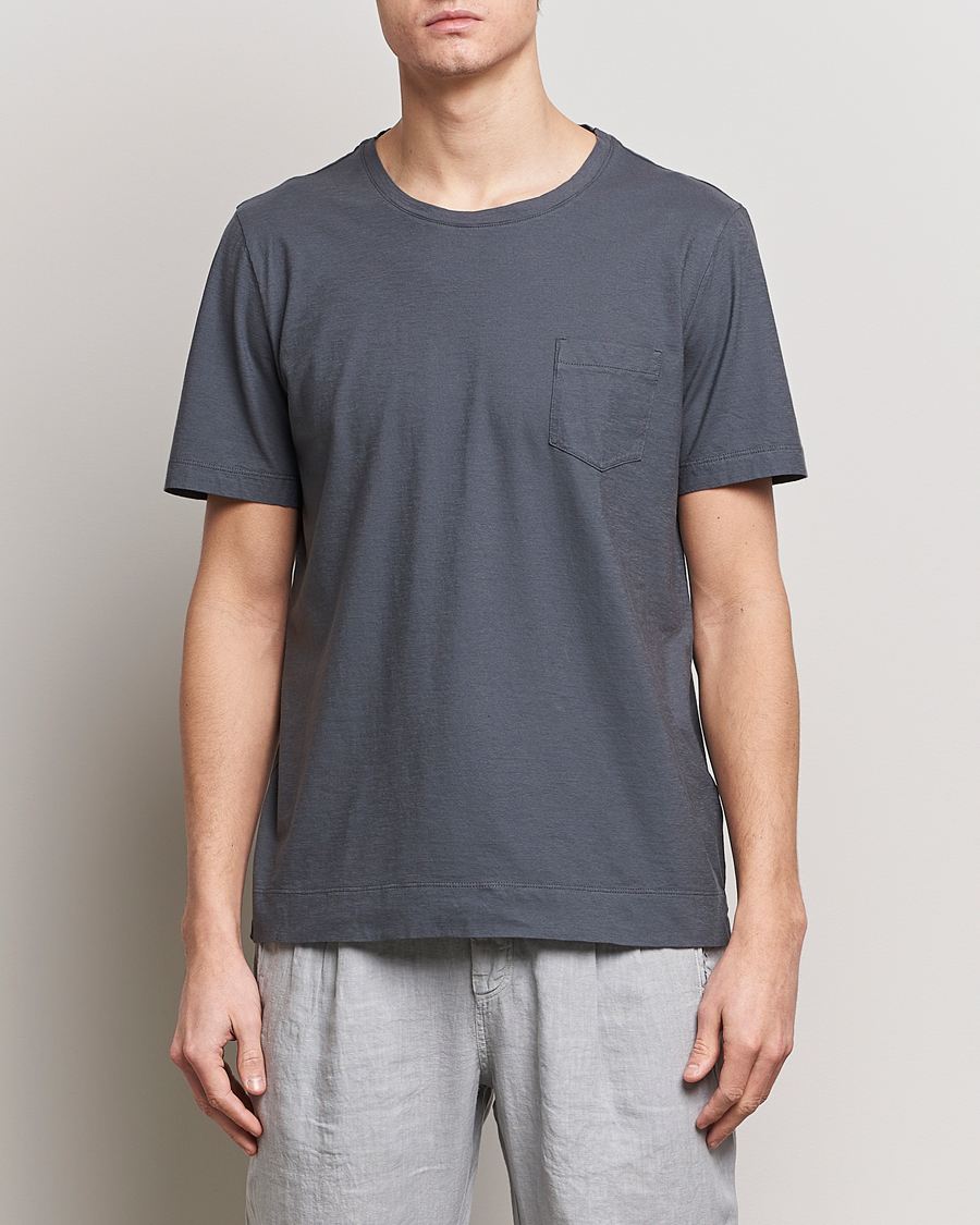 Heren | T-shirts | Massimo Alba | Panarea Watercolor T-Shirt Steel