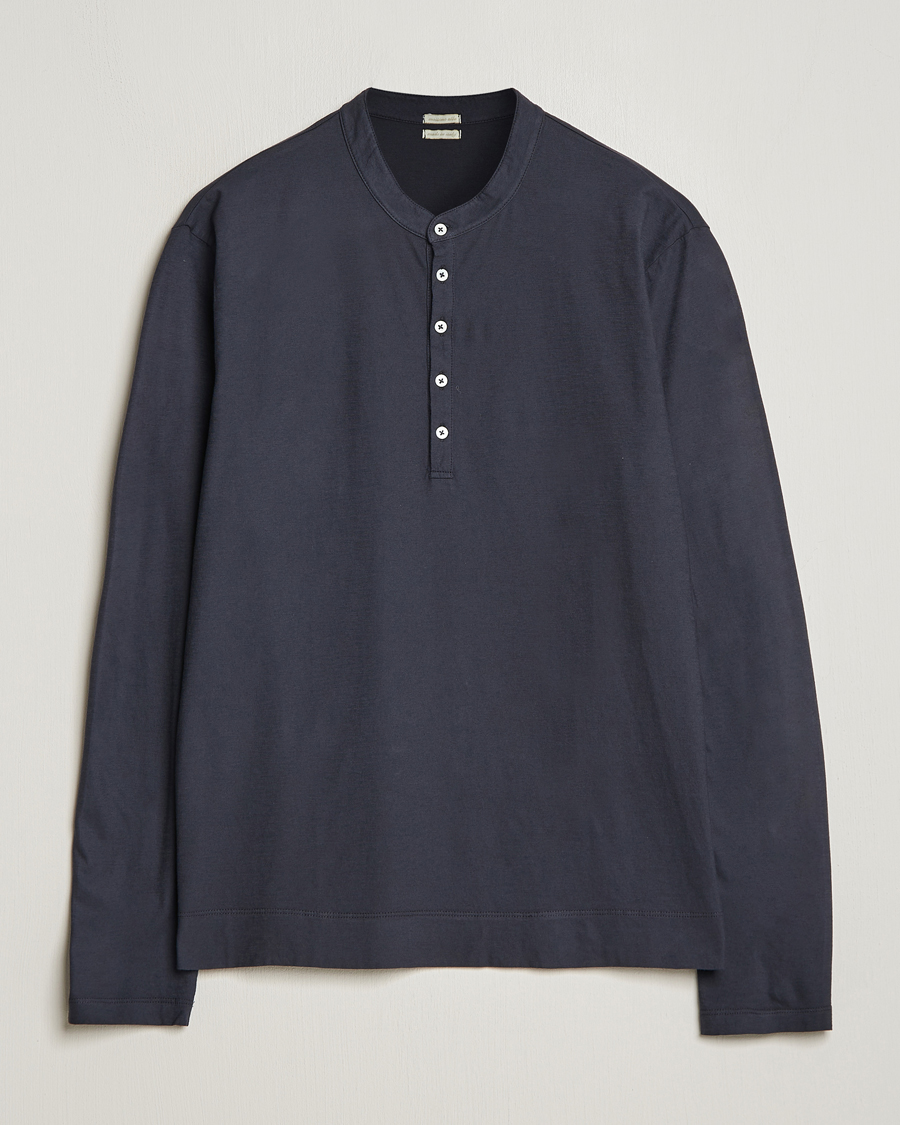 Heren | Truien | Massimo Alba | Hawai Watercolor Henley Washed Black