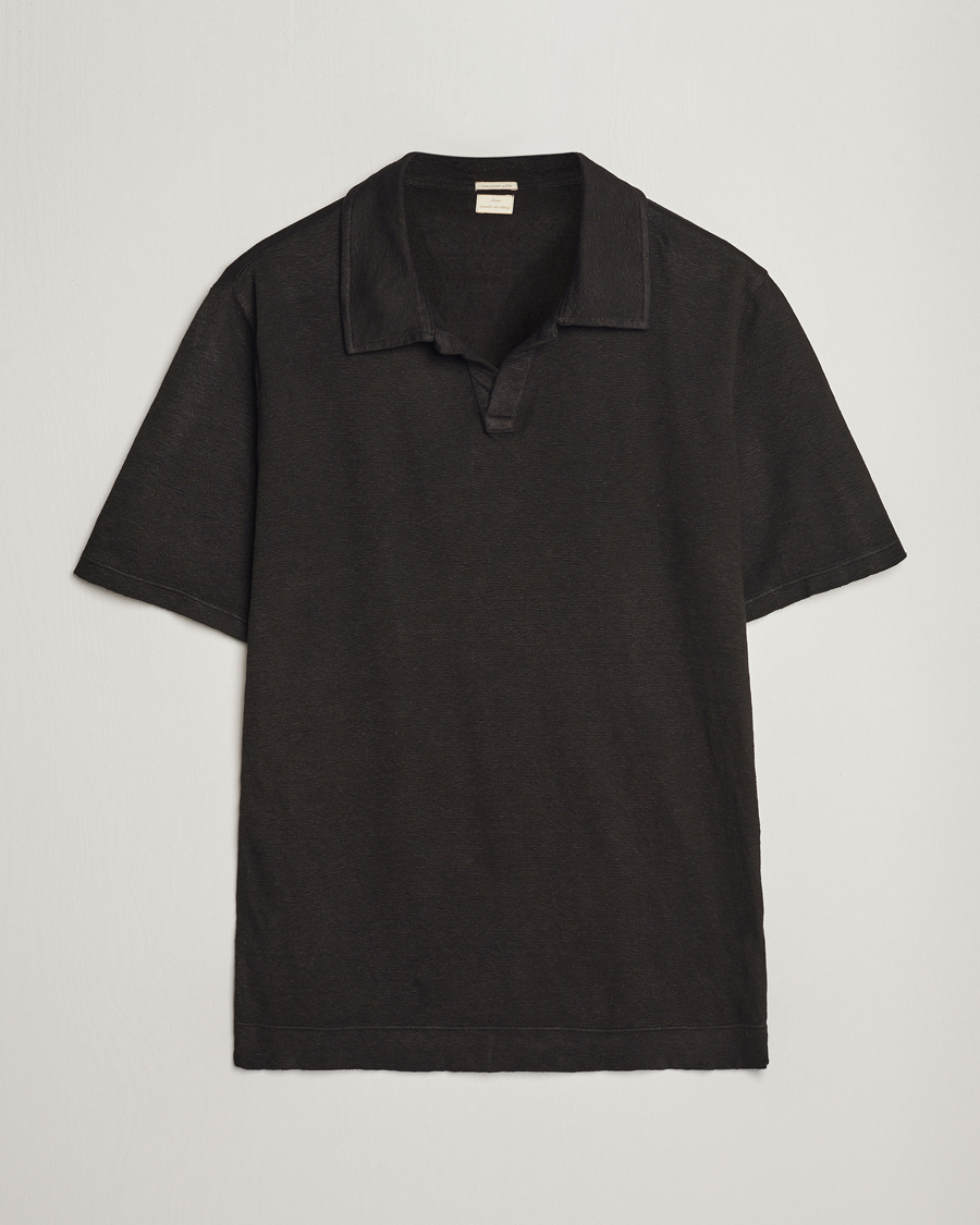 Heren | Polo's | Massimo Alba | Aruba Linen Polo Washed Black