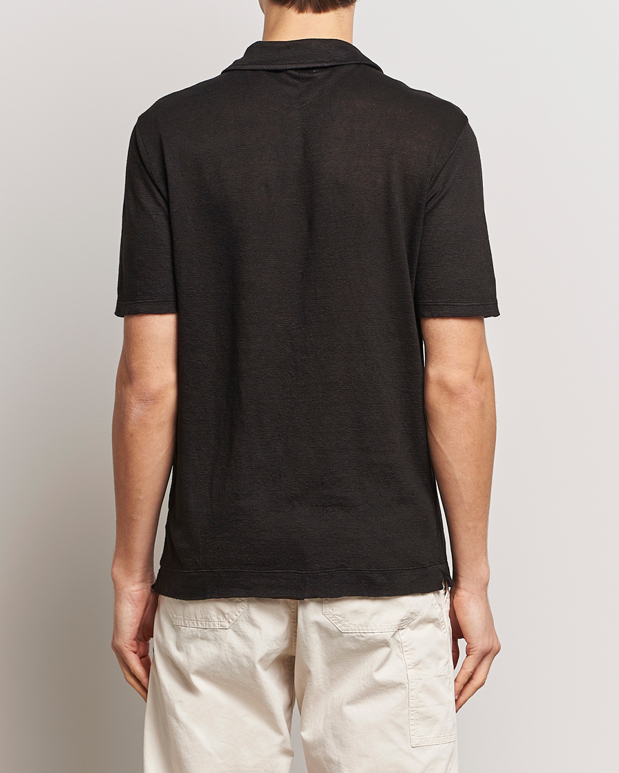 Heren | Polo's | Massimo Alba | Aruba Linen Polo Washed Black