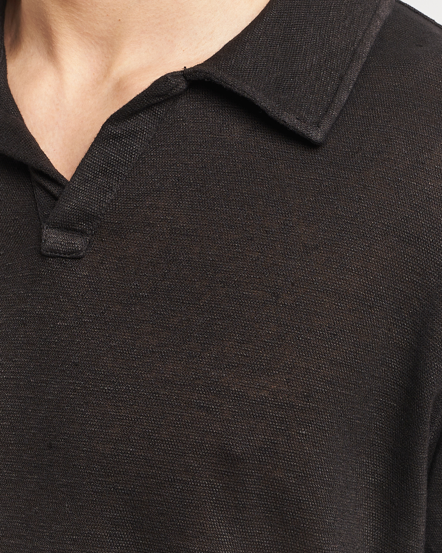 Heren | Polo's | Massimo Alba | Aruba Linen Polo Washed Black