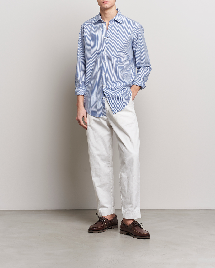Heren | Overhemden | Massimo Alba | Genova Striped Cotton Shirt Blue Stripes