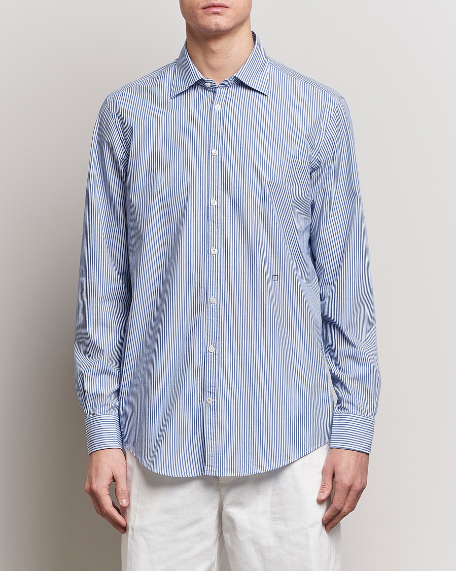 Heren | Casual | Massimo Alba | Genova Striped Cotton Shirt Blue Stripes