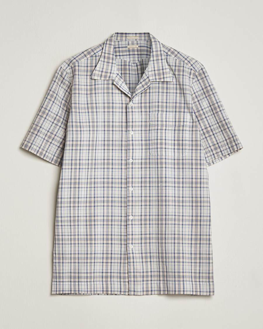 Heren | Overhemden | Massimo Alba | Venice Macro Check Bowling Shirt Blue/Beige