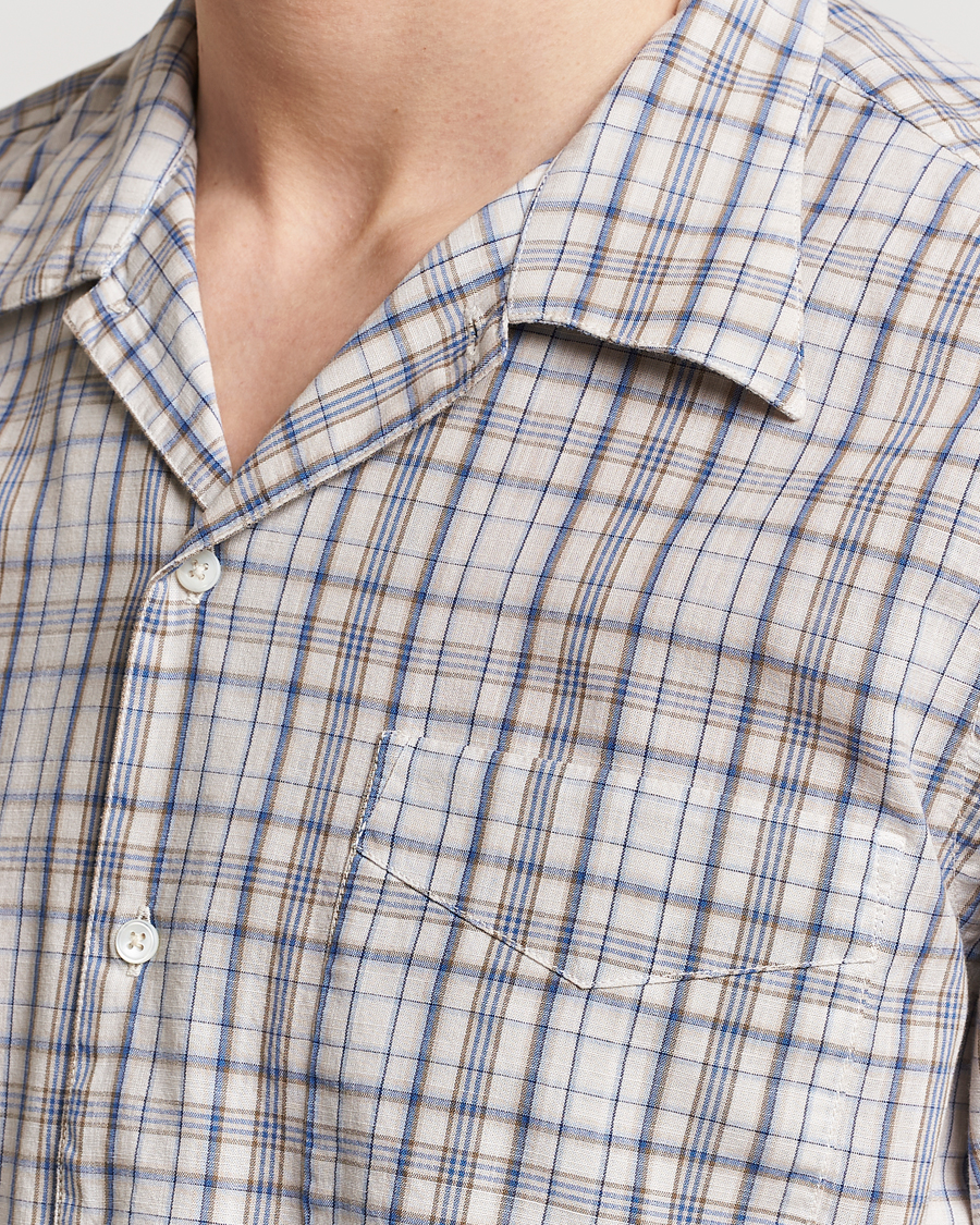 Heren | Overhemden | Massimo Alba | Venice Macro Check Bowling Shirt Blue/Beige