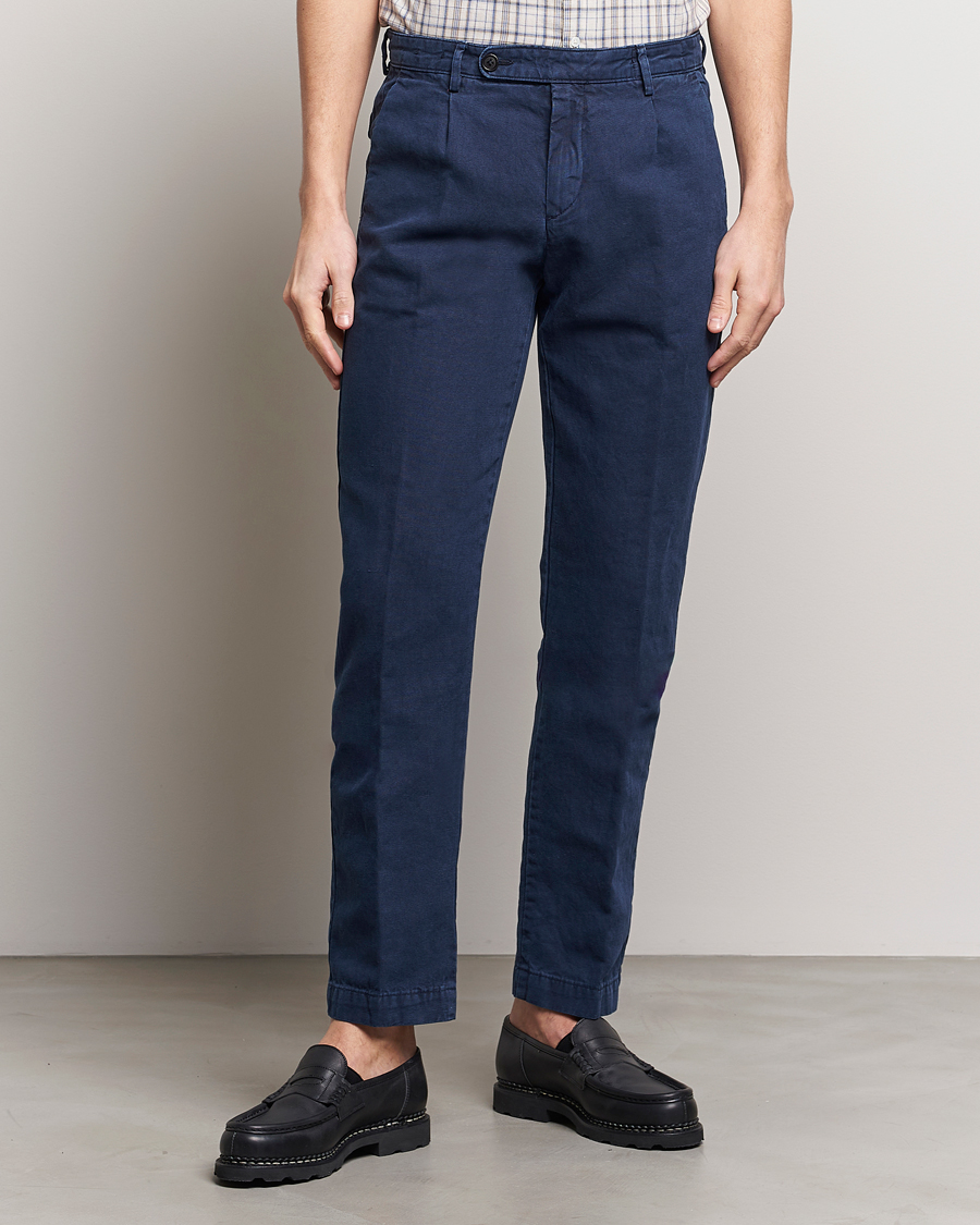 Heren | Chino's | Massimo Alba | Ionio Cotton Trousers Navy