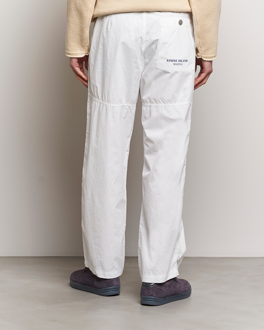 Heren | Broeken | Stone Island | Marina Washed Cotton Canvas Trousers White