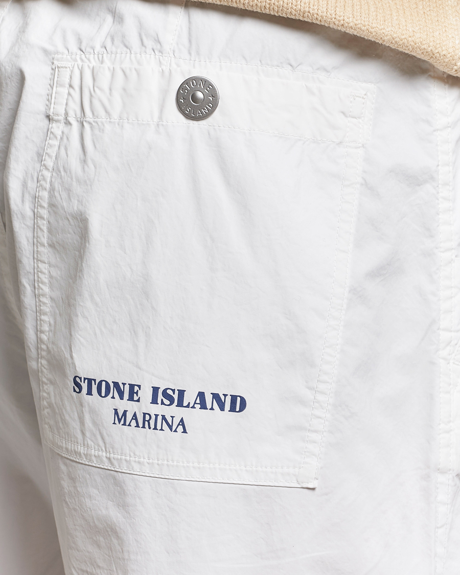 Heren | Broeken | Stone Island | Marina Washed Cotton Canvas Trousers White