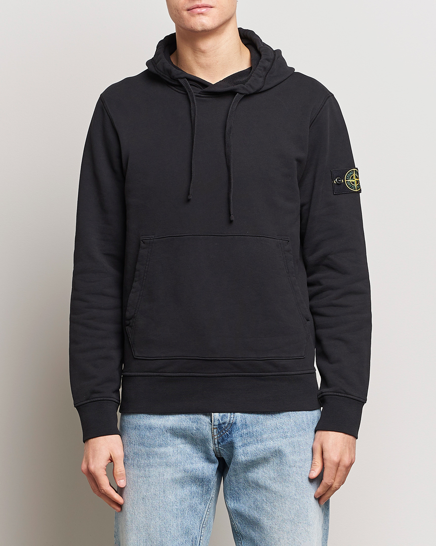 Heren |  | Stone Island | Garment Dyed Cotton Fleece Hood Black