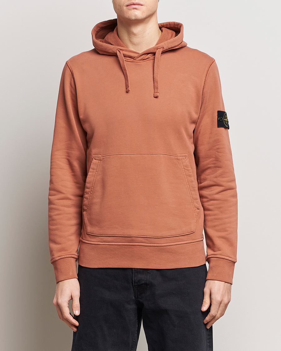 Heren |  | Stone Island | Garment Dyed Cotton Fleece Hood Rust