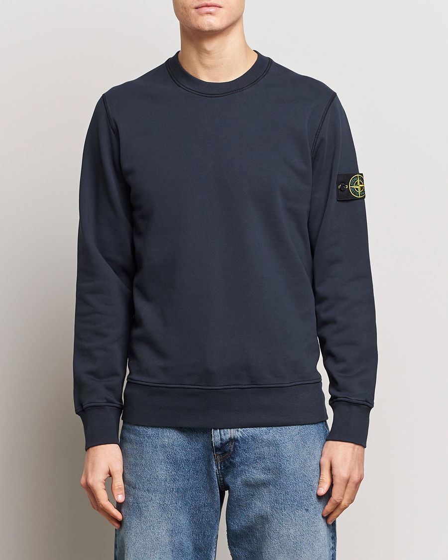 Heren | Sweatshirts | Stone Island | Garment Dyed Cotton Sweatshirt Navy Blue