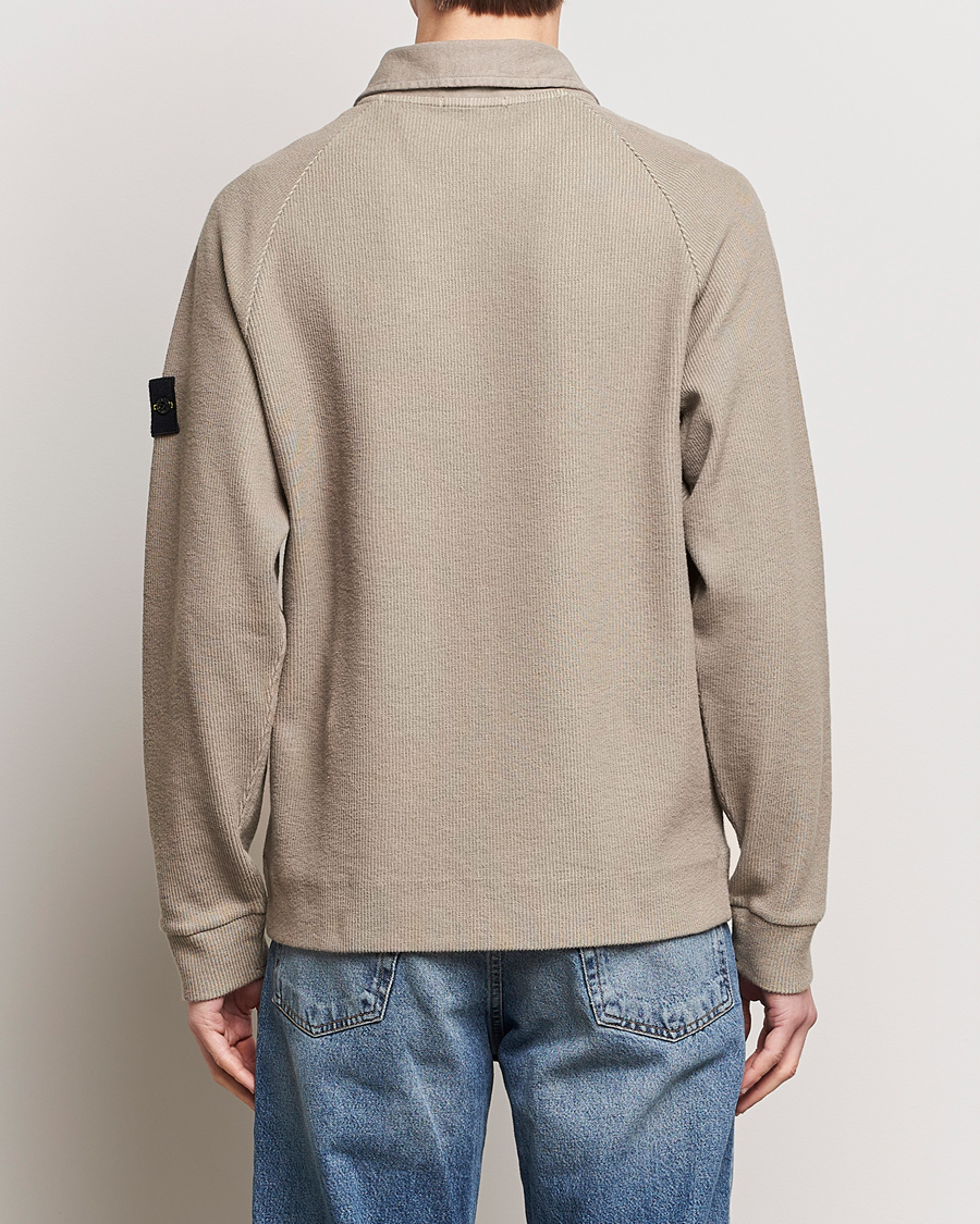 Heren | Truien | Stone Island | Cotton Nylon Ribbed Fleece Poloshirt Dove Grey