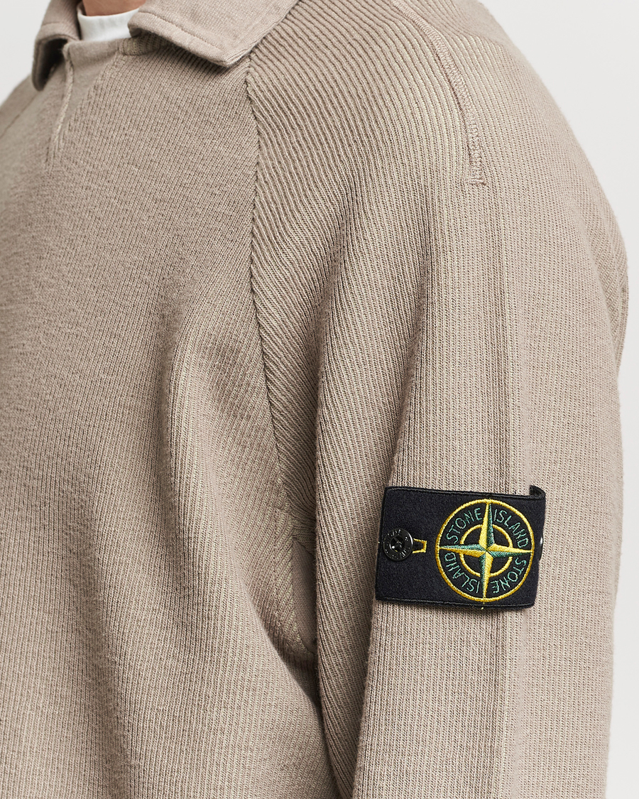 Heren | Truien | Stone Island | Cotton Nylon Ribbed Fleece Poloshirt Dove Grey