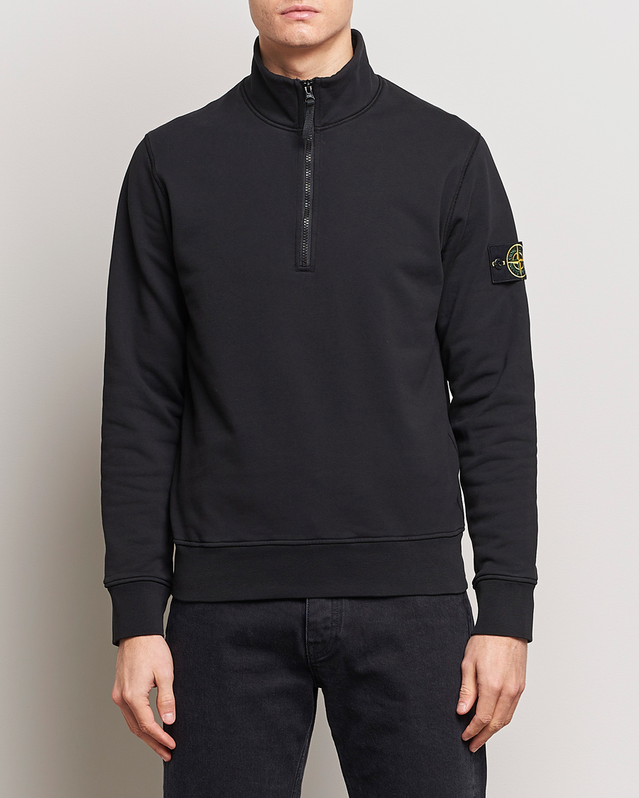 Heren | Stone Island | Stone Island | Garment Dyed Cotton Half Zip Black