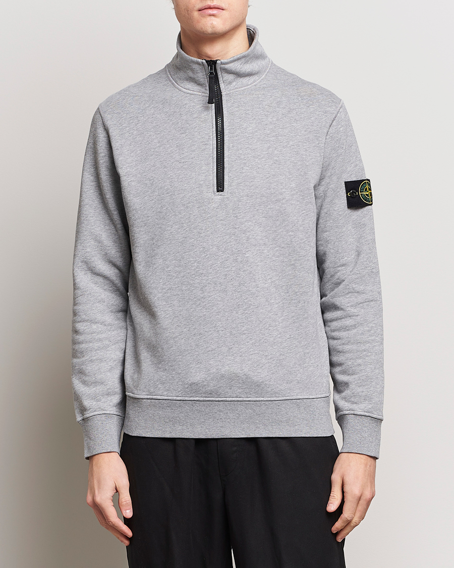 Heren | Nieuwe merken | Stone Island | Garment Dyed Cotton Half Zip Melange Grey