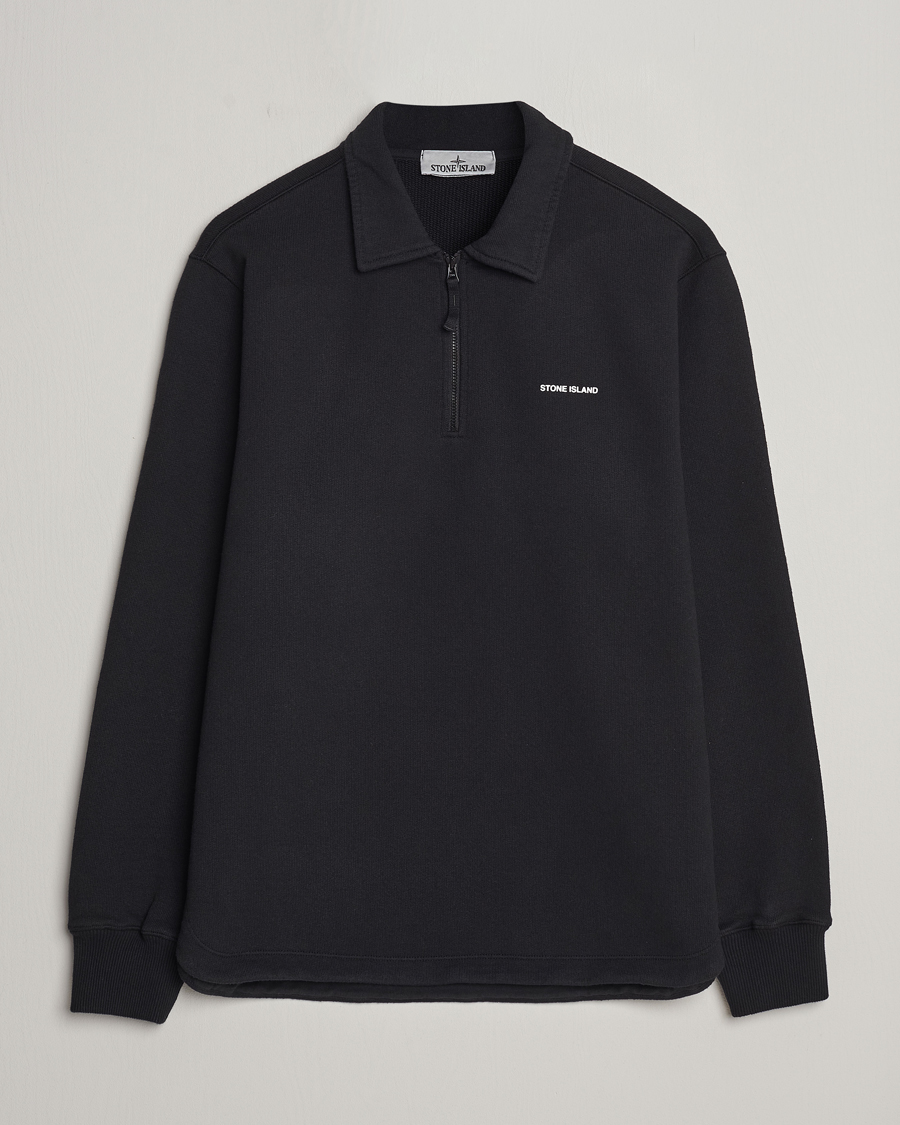 Heren | Truien | Stone Island | Heavy Cotton Fleece Half Zip Sweatshirt Black