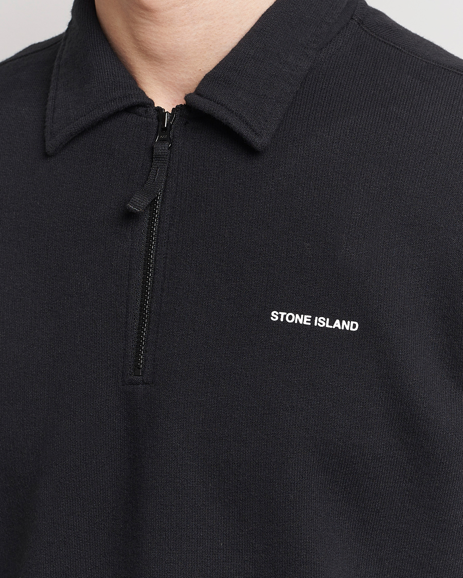 Heren | Truien | Stone Island | Heavy Cotton Fleece Half Zip Sweatshirt Black