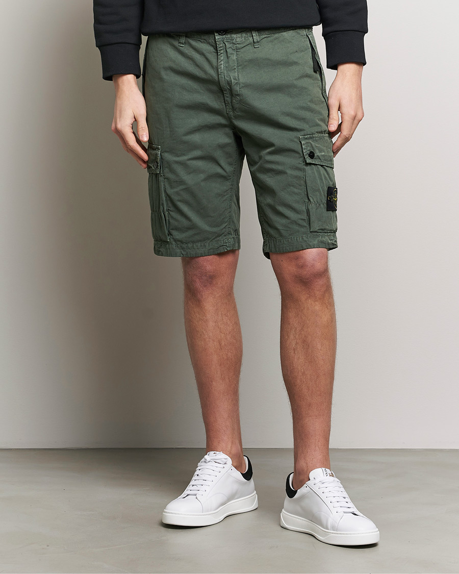 Heren |  | Stone Island | Brushed Cotton Canvas Cargo Shorts Musk