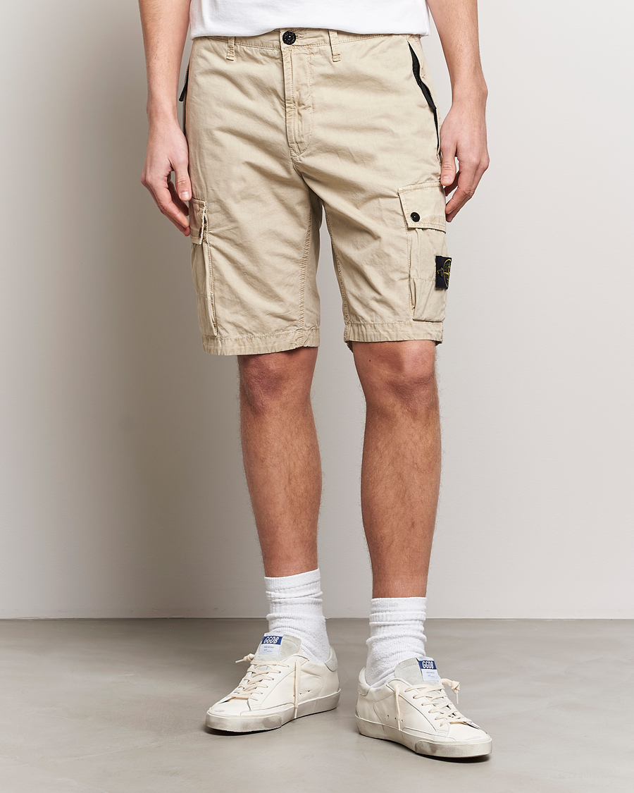 Men |  | Stone Island | Brushed Cotton Canvas Cargo Shorts Sand