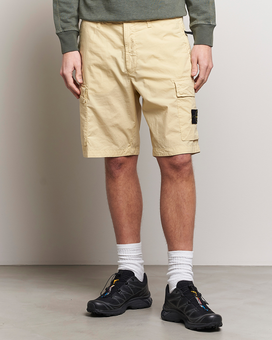 Heren |  | Stone Island | Stretch Cotton Tela Regular Fit Cargo Shorts Beige