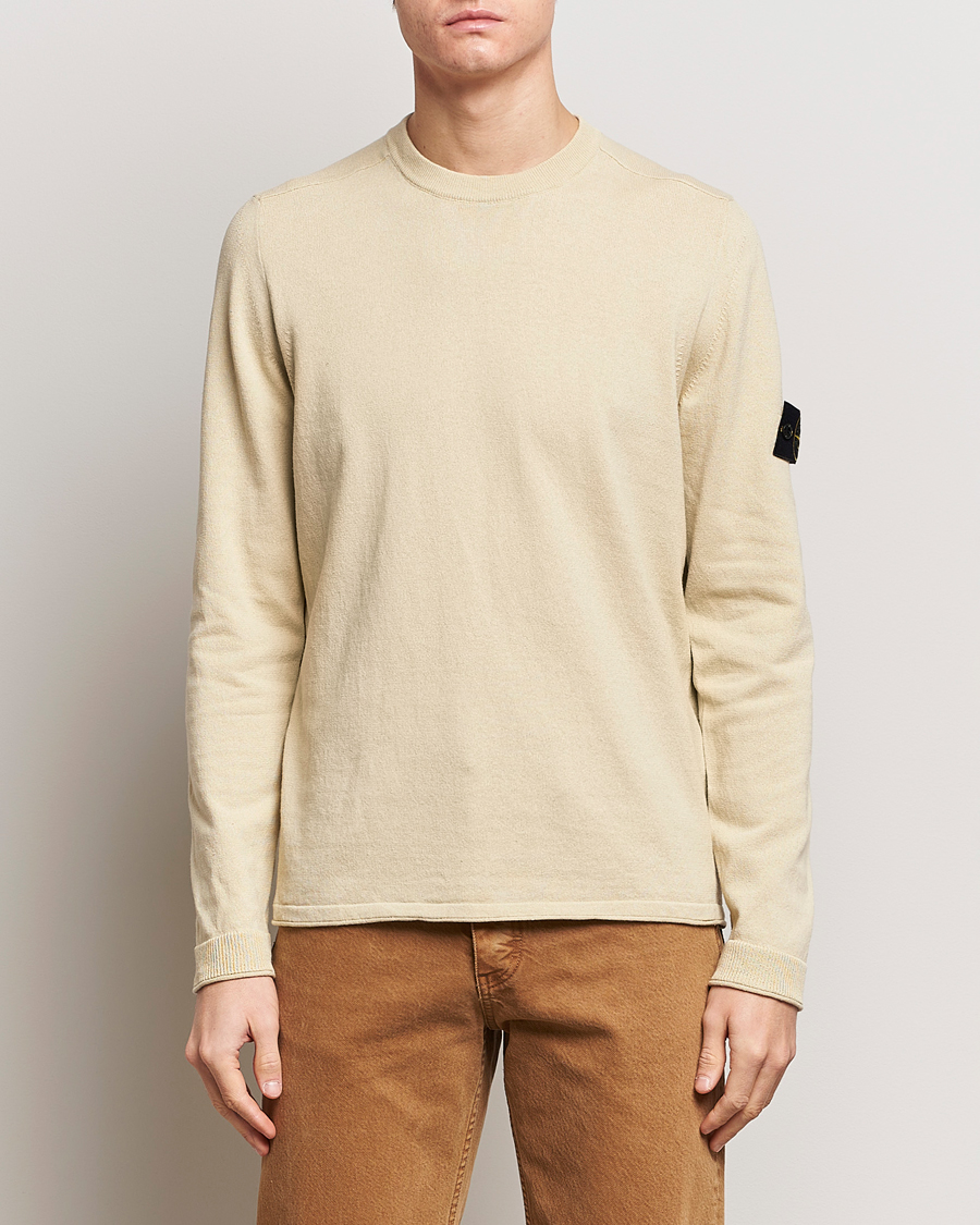 Heren |  | Stone Island | Raw Hand Organic Cotton Crew Neck Natural Beige