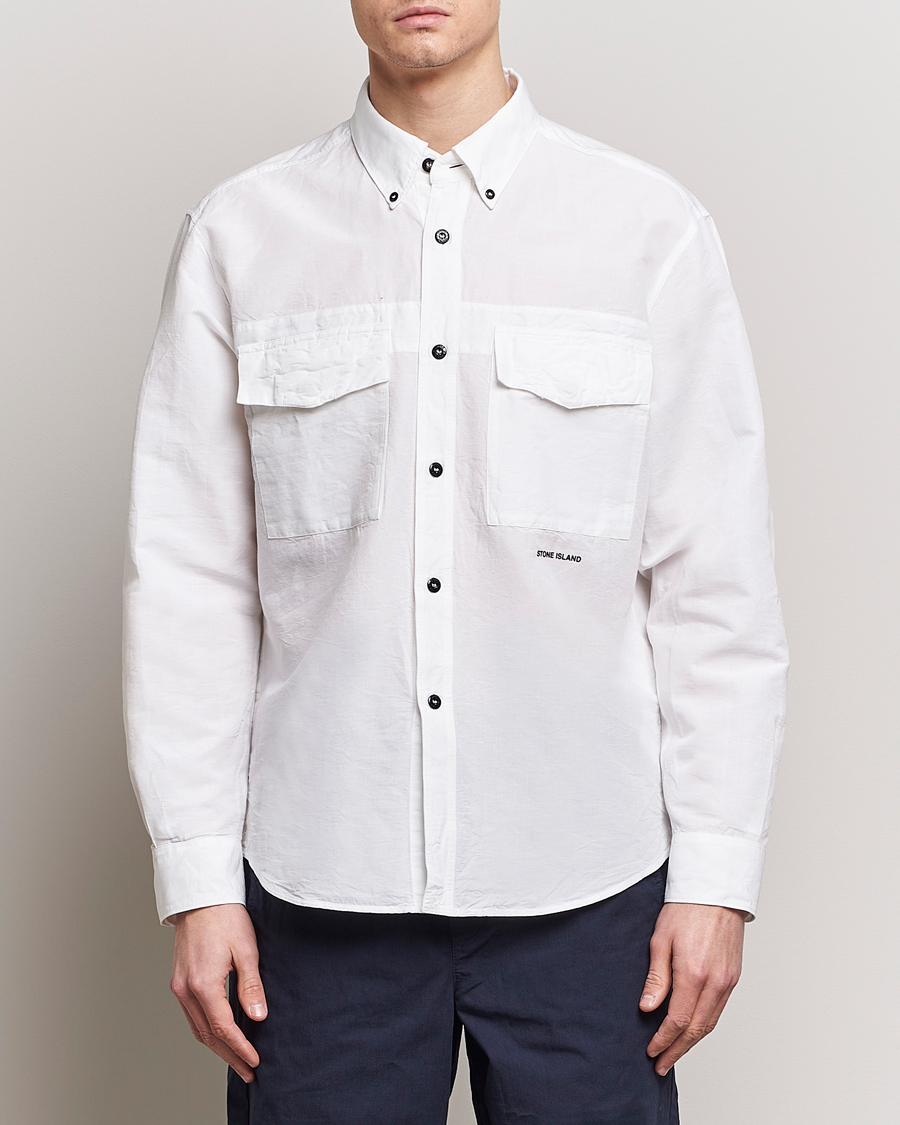 Heren | An Overshirt Occasion | Stone Island | Cotton/Hemp Pocket Overshirt White