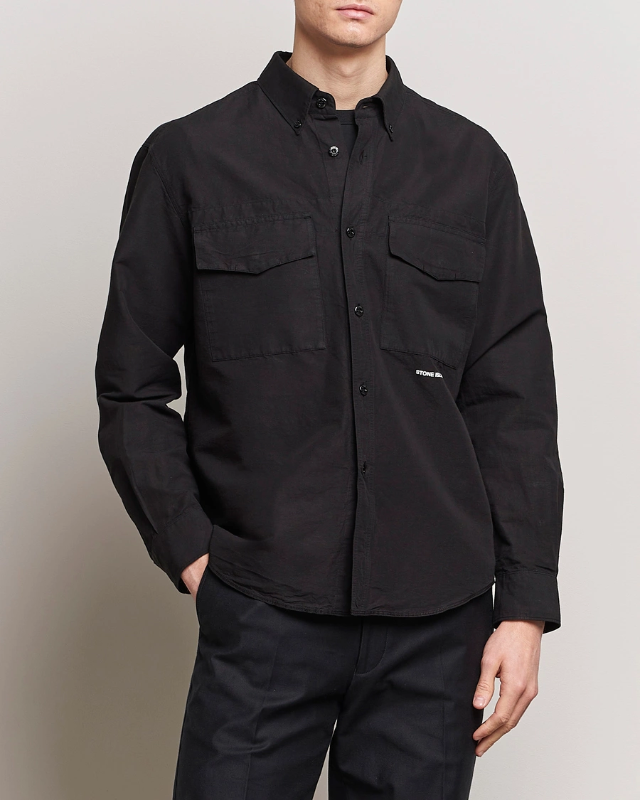 Heren | Shirt jassen | Stone Island | Cotton/Hemp Pocket Overshirt Black