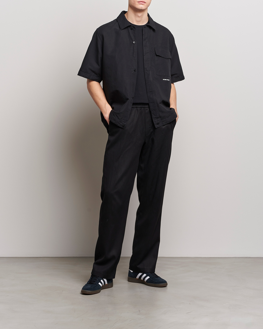 Heren | Overhemden | Stone Island | Cotton/Hemp Short Sleeve Shirts Black