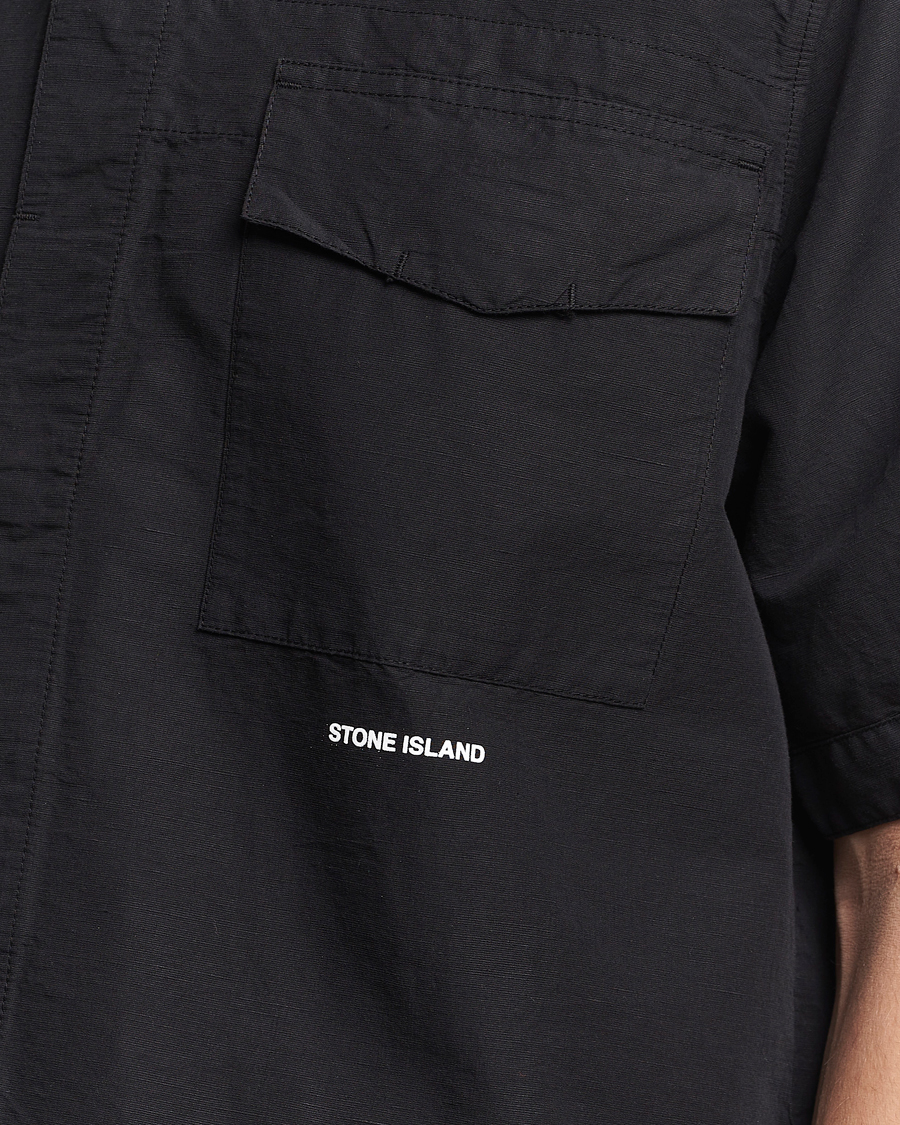 Heren | Overhemden | Stone Island | Cotton/Hemp Short Sleeve Shirts Black