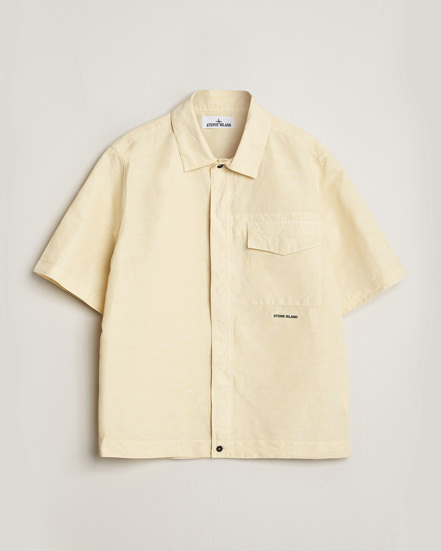 Heren | Overhemden | Stone Island | Cotton/Hemp Short Sleeve Shirts Beige