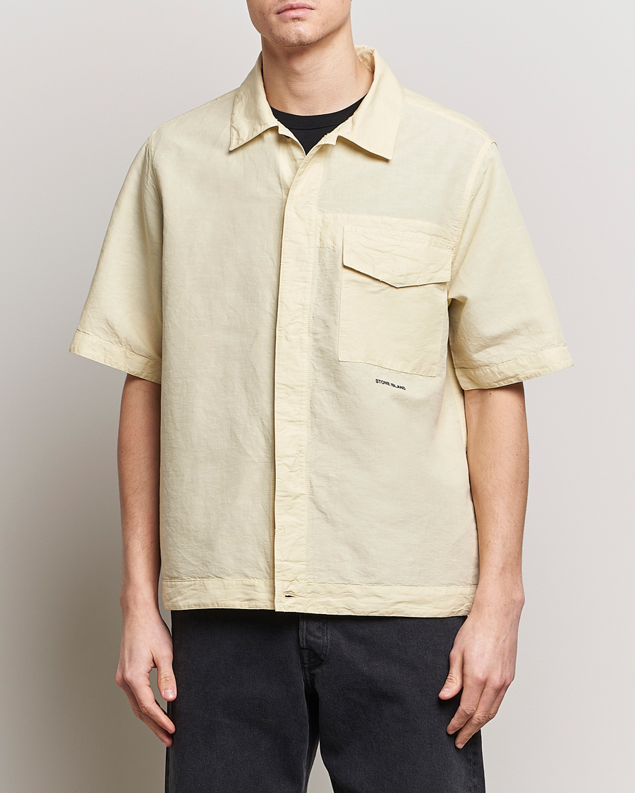 Heren |  | Stone Island | Cotton/Hemp Short Sleeve Shirts Beige