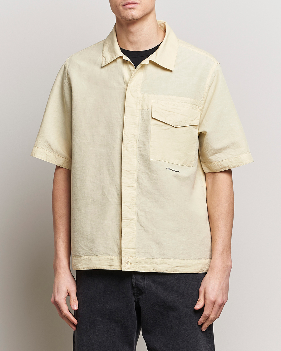 Heren | Overhemden | Stone Island | Cotton/Hemp Short Sleeve Shirts Beige