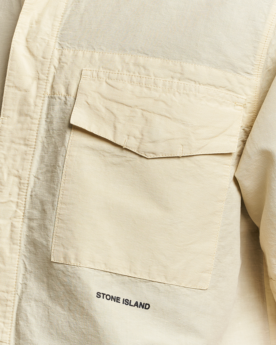 Heren | Overhemden | Stone Island | Cotton/Hemp Short Sleeve Shirts Beige