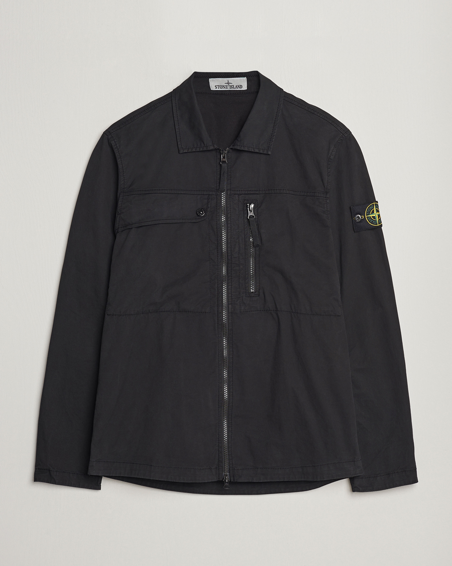 Heren | Overhemden | Stone Island | Cotton Twill Stretch Zip Overshirt Black