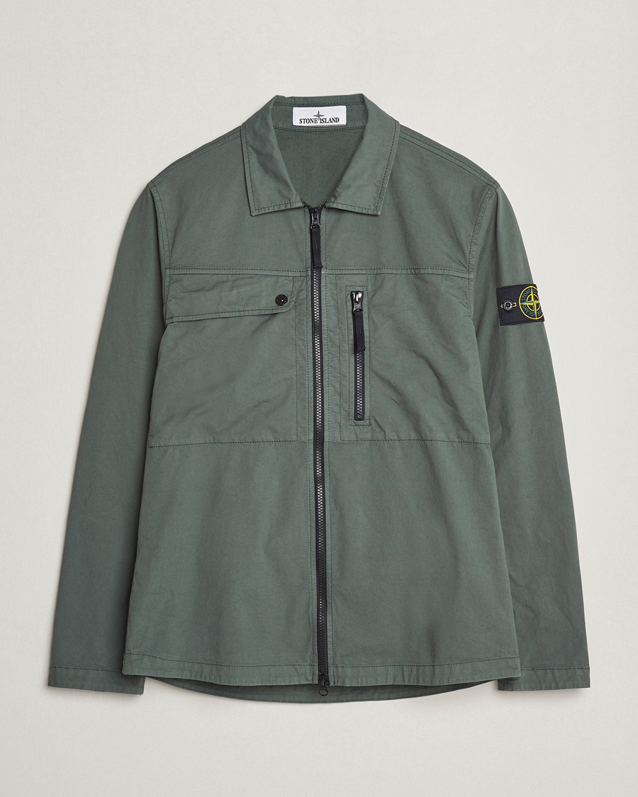 Heren | Overhemden | Stone Island | Cotton Twill Stretch Zip Overshirt Musk