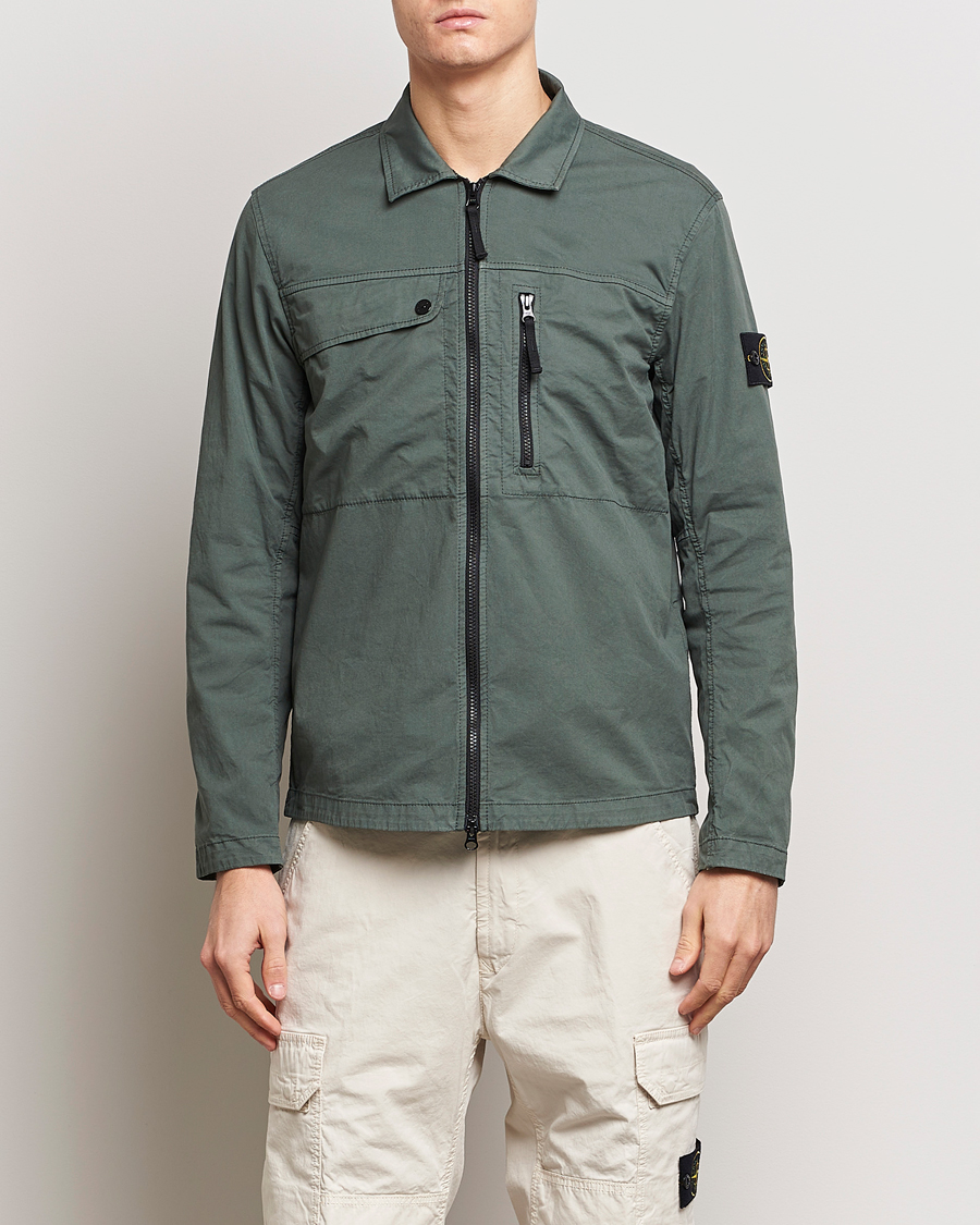 Heren | Overhemden | Stone Island | Cotton Twill Stretch Zip Overshirt Musk