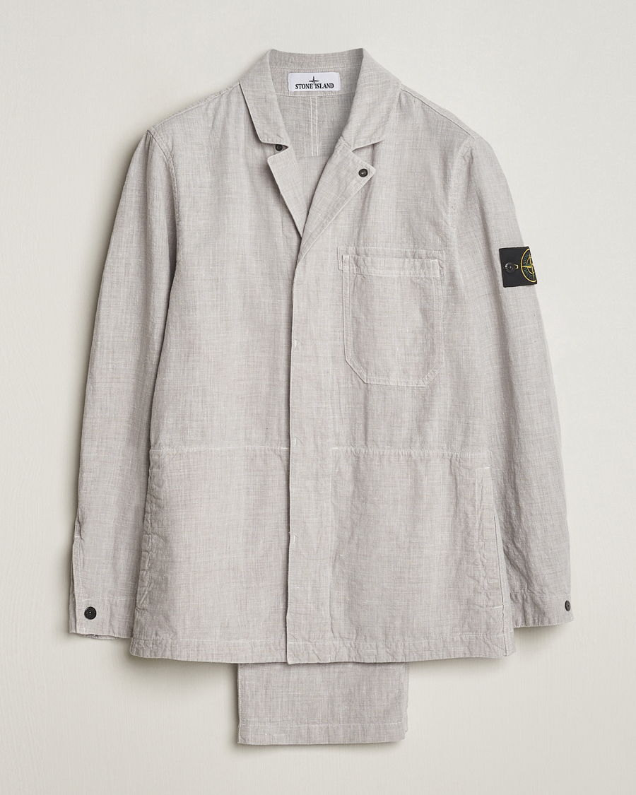 Heren | Pakken | Stone Island | Linen Nylon Relaxed Suit Dove Grey