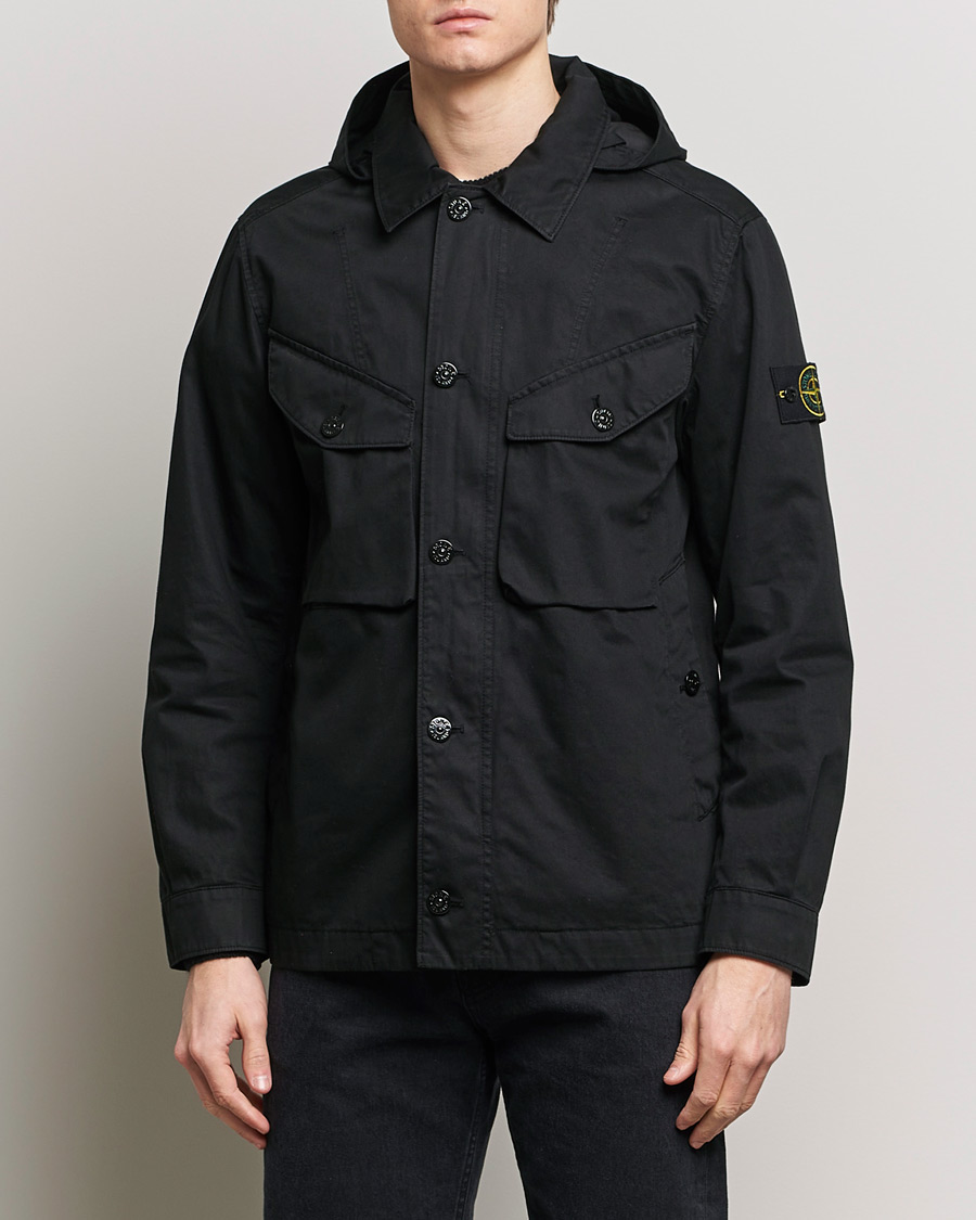 Men |  | Stone Island | Bio Rasso TC Cotton Hooded Jacket Black