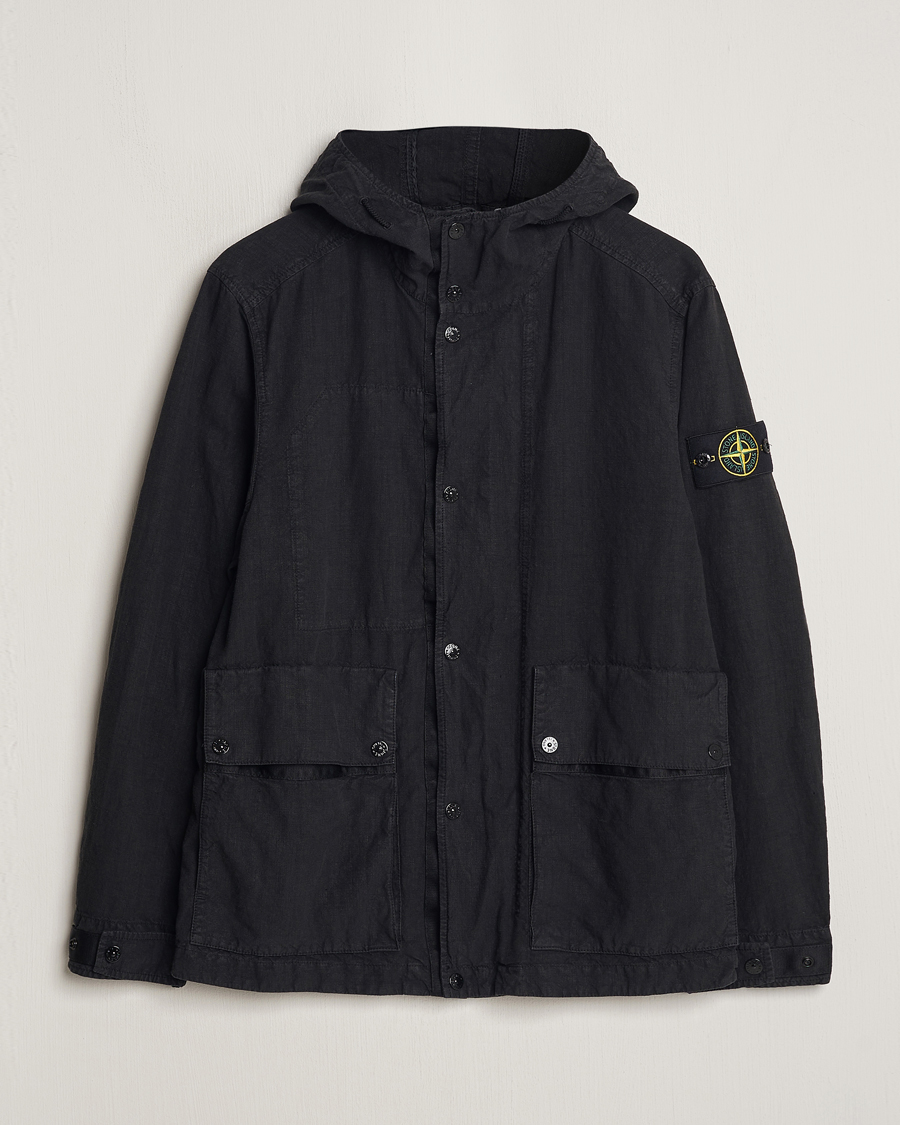 Heren | Jassen | Stone Island | Linen Nylon Hooded Jacket Black