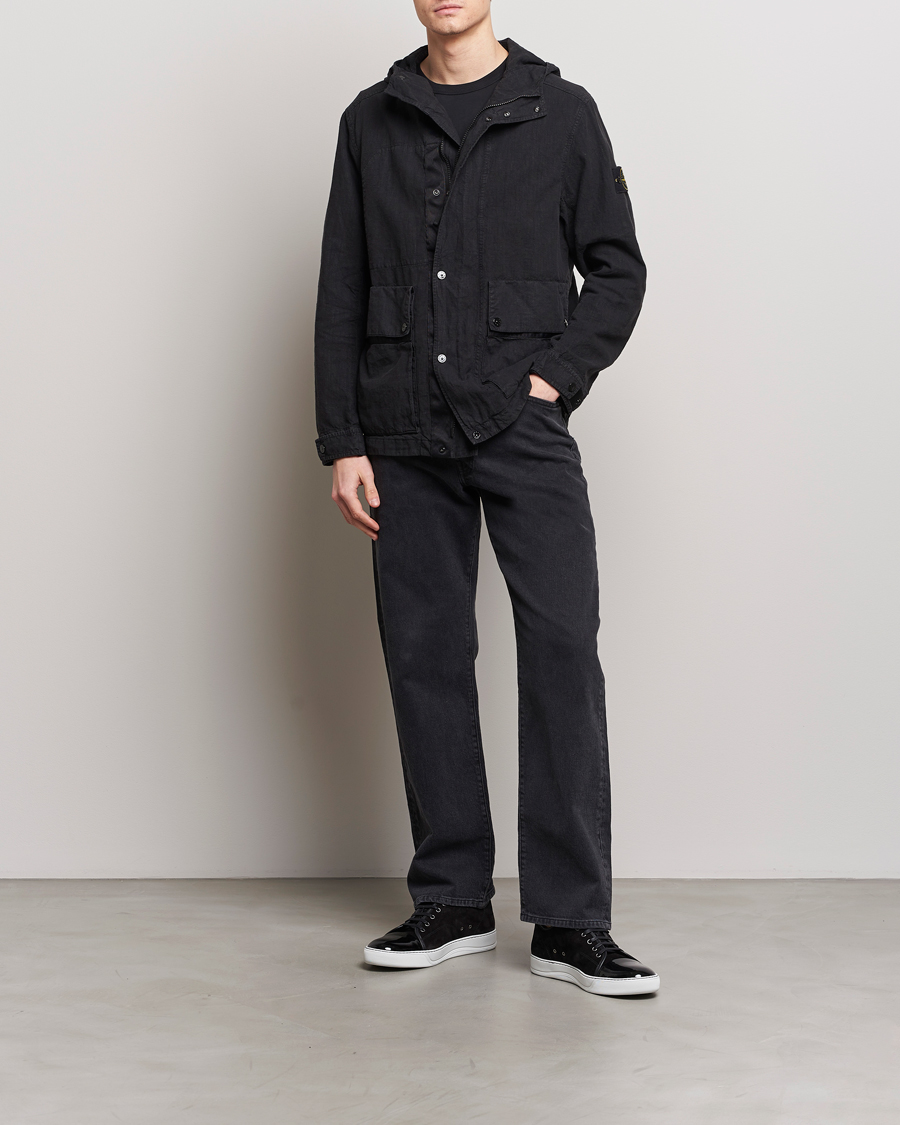 Heren | Jassen | Stone Island | Linen Nylon Hooded Jacket Black