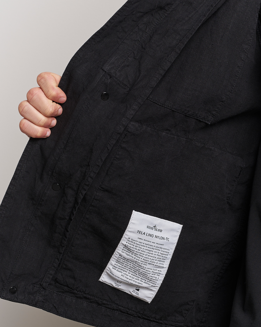 Heren | Jassen | Stone Island | Linen Nylon Hooded Jacket Black