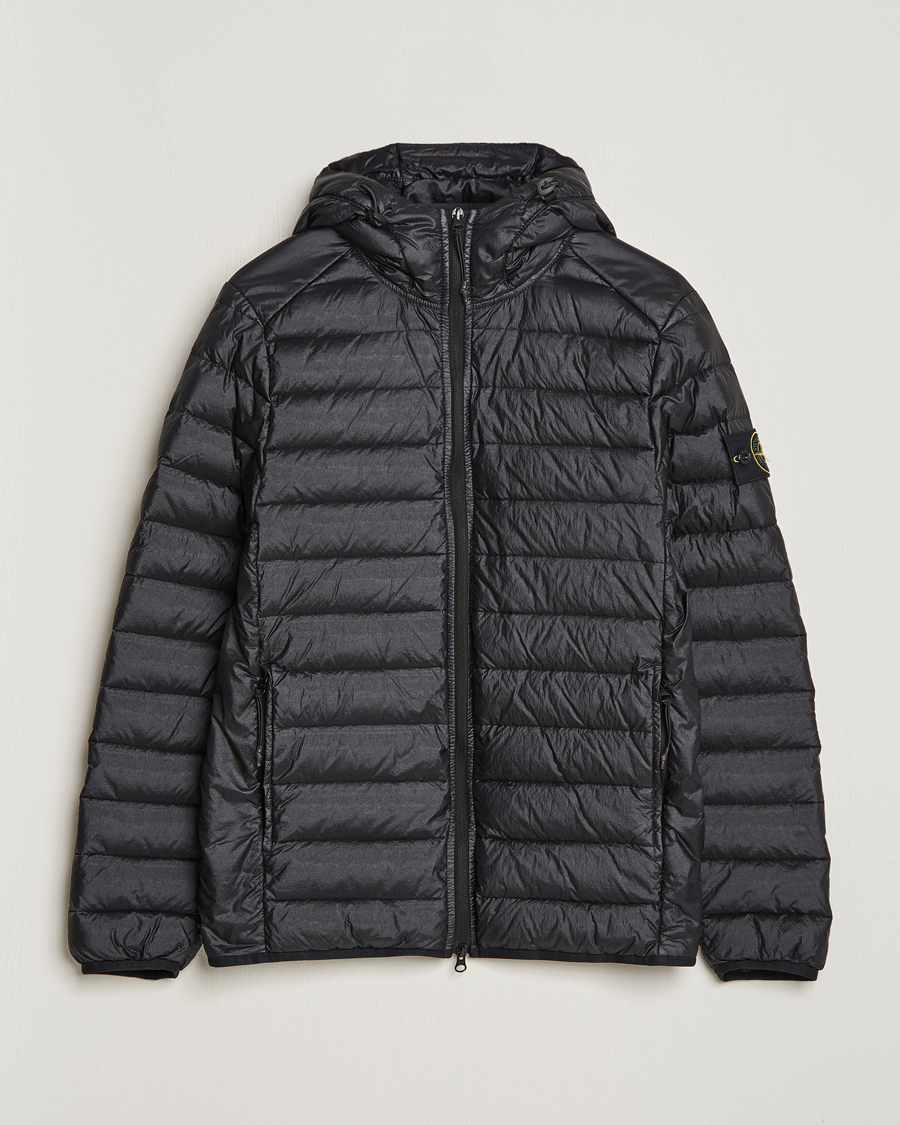 Stone Island R Nylon Hooded Down Jacket Black